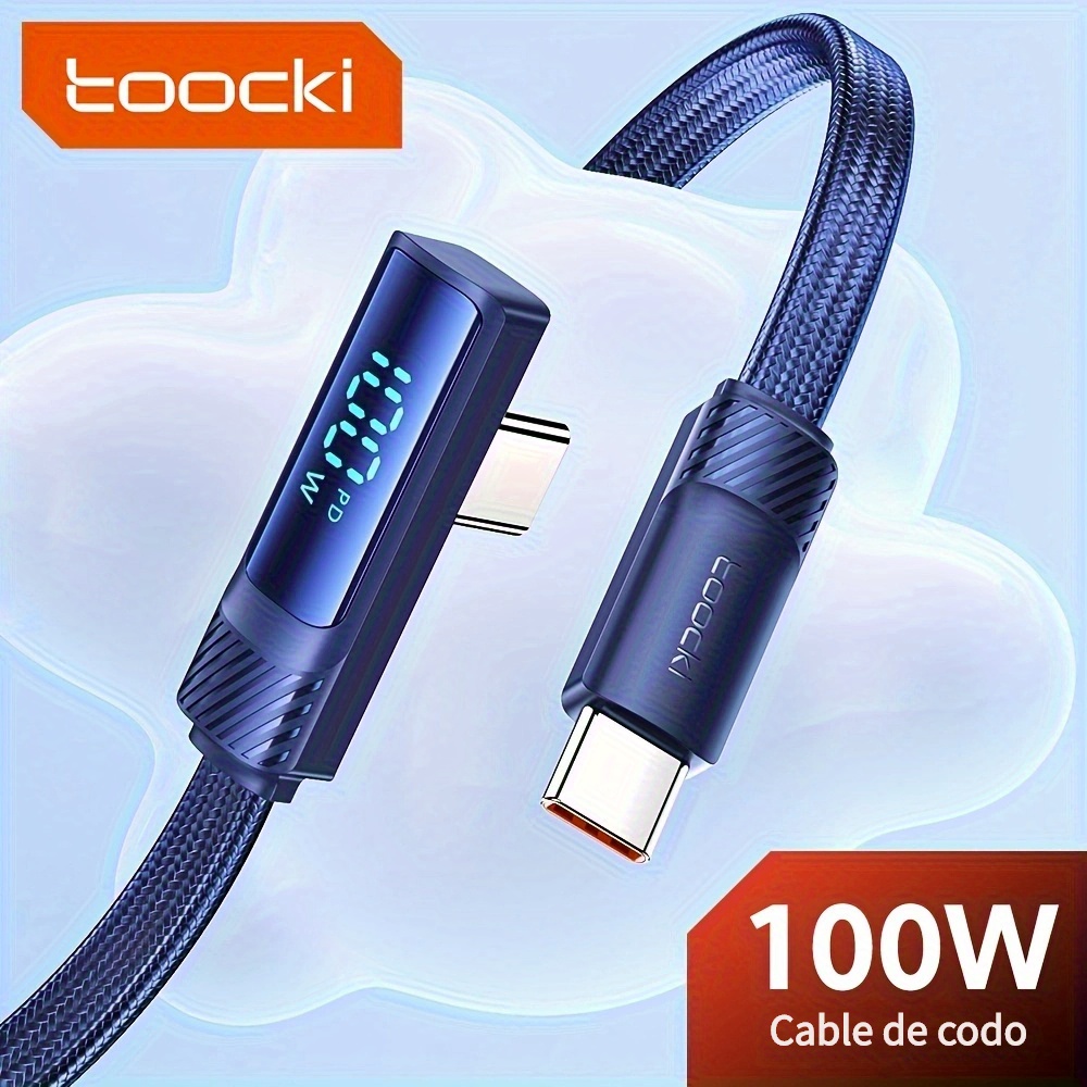 Toocki-Cable de carga rápida tipo C a tipo C de 100W, Cable de datos PD