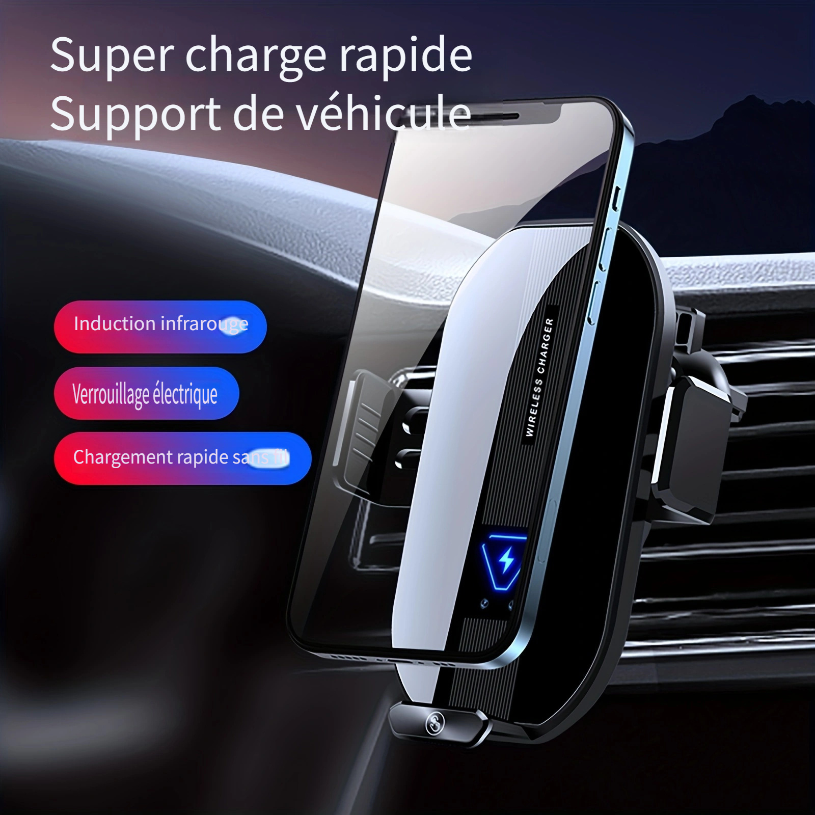 Auto-Sensing 15W Qi Chargeur sans fil de montage de voiture avec  ventilateur de refroidissement pour Galaxy Z Flip Series/S21/S22/S23/iphone  8/X/11/12/13/14 - Temu France