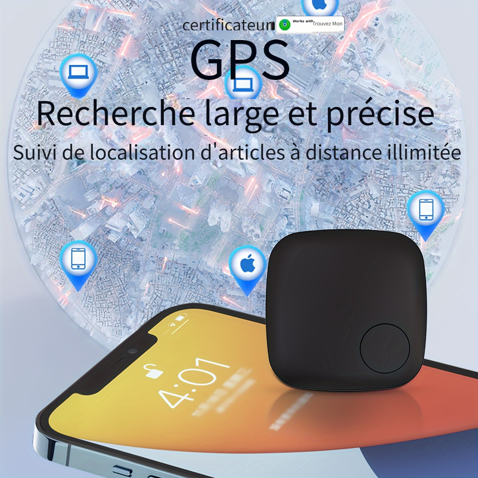 Traqueur GPS D'étiquette Intelligente Longue Distance Blanc - Temu