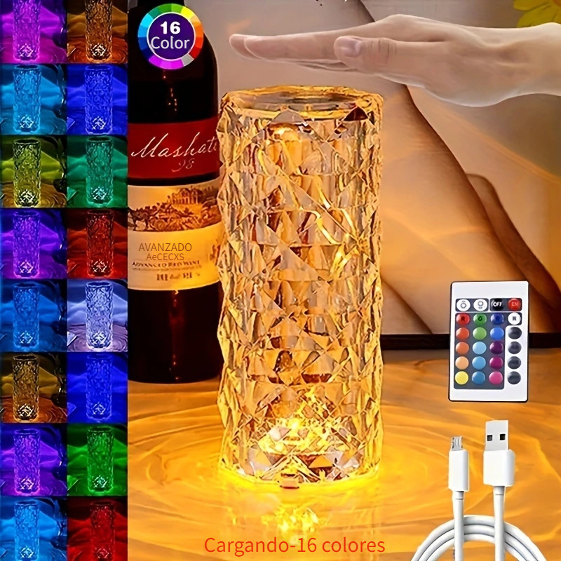 1 Paquete Lámpara Escritorio Cristal 16 Colores Cambian - Temu Chile