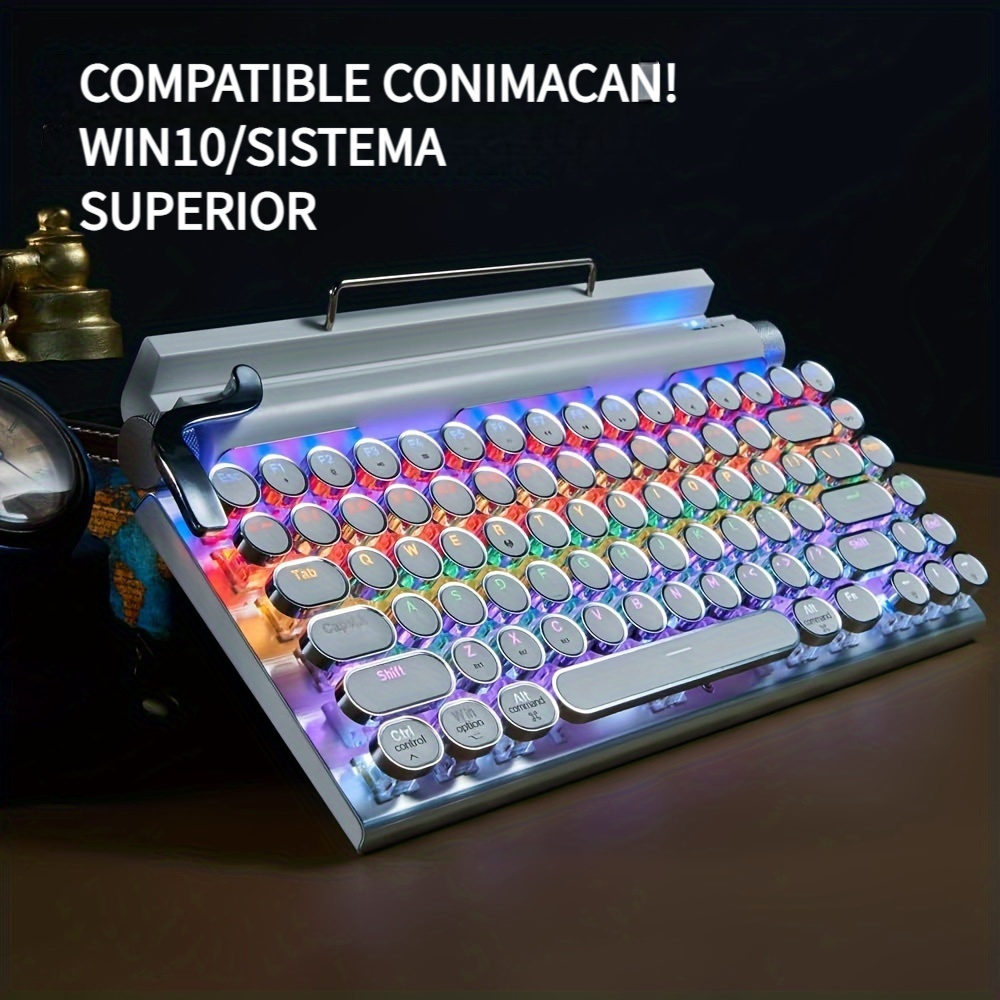 Máquina De Escribir Mecánica Retro Multi-dispositivo Con Cable E  Inalámbrica, Teclado Compacto Con Diseño Del 80%, Intercambiable En  Caliente, Bluetooth 5.0, Teclas Redondas, Retroiluminación Led, Para  Windows/macos/android/linux, Interruptor - Temu Mexico