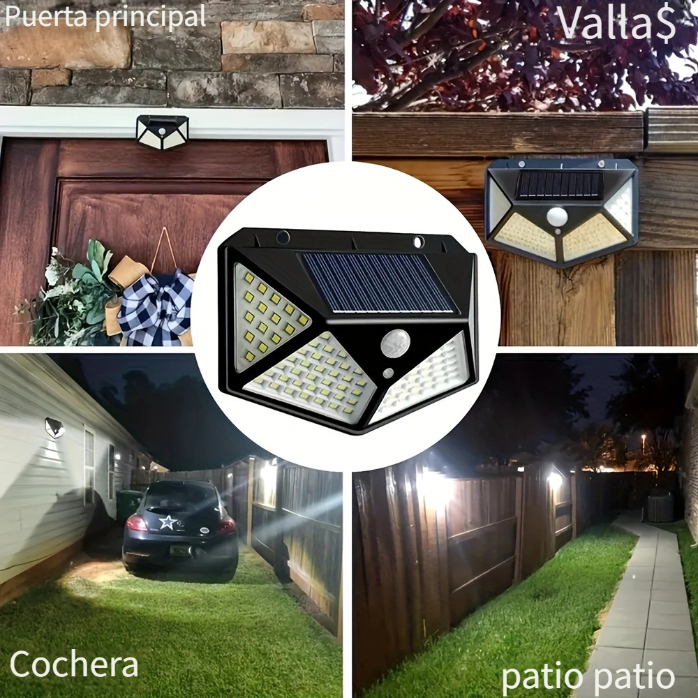 1/2/4pcs 100leds Luz Solar Jardín Exterior Sensor Movimiento - Temu