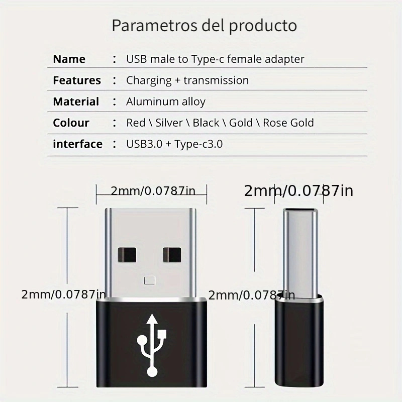 Adaptador USB C Hembra a USB A Macho Paquete de 3 Tipo C a Cable Cargador