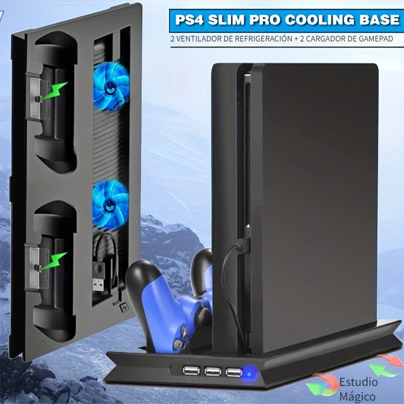 Soporte vertical para PS4 Slim / PS4 Pro - Soporte vertical 2 en 1 Base de  montaje para consola Playstation 4 Slim/Pro (negro)