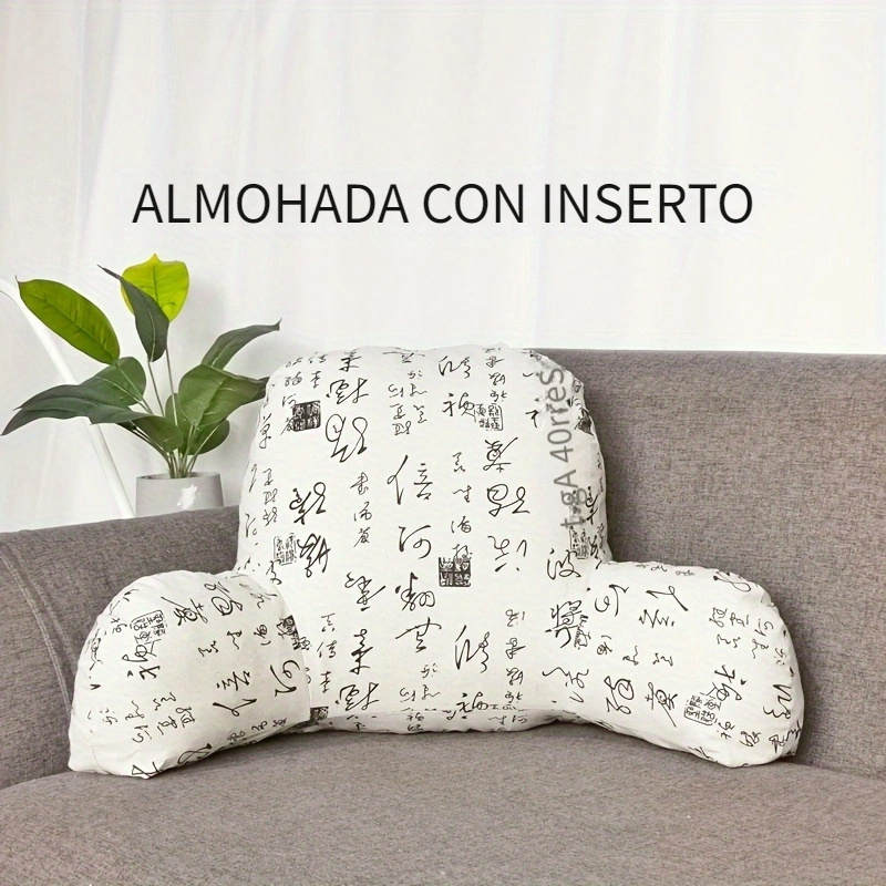 Cojín para sofá, almohada de respaldo de cuña, soporte de cintura  extraíble, lavable, almohada de lectura