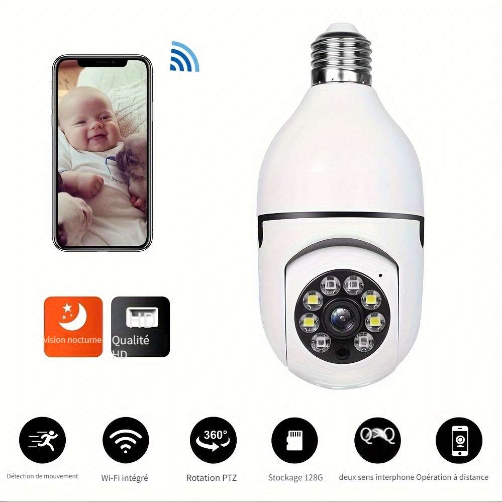 Caméra noire à la maison intérieure sans fil Wifi Intelligent Suivi  automatique de la caméra de surveillance réseau HD