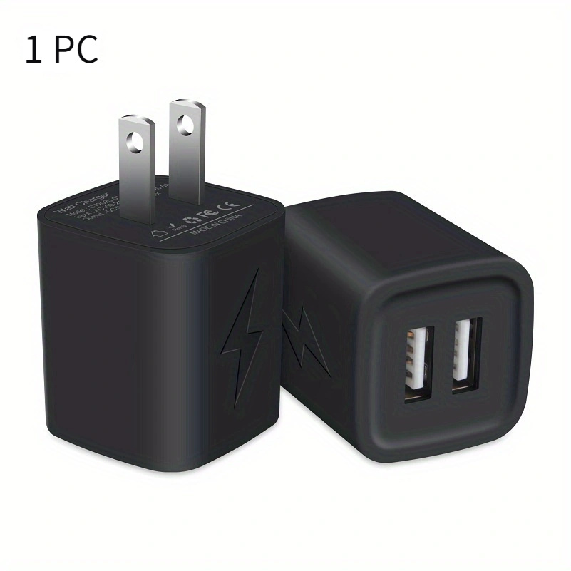 1pc 2-Cargador USB De Pared Enchufe De Carga Rápida Toma De Corriente  Adaptador De Corriente AC Bloque Cubo