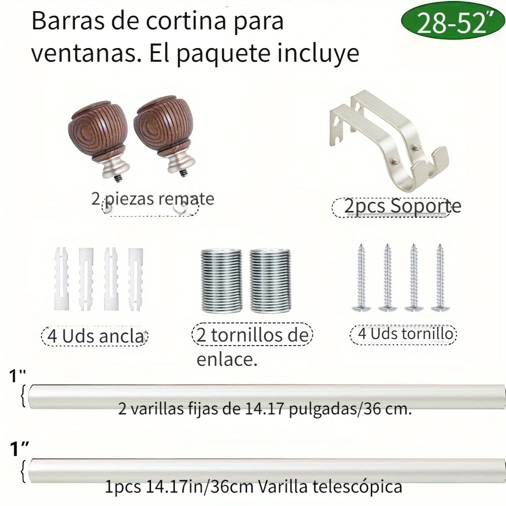 1pc Barra Cortina Forma Madera Capacidad Carga Fuerte Metal - Temu Chile