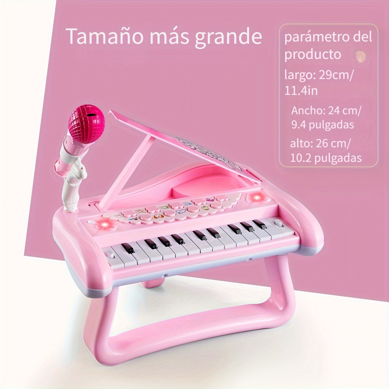 Piano Infantil Educativo Niña Karaoke Rosa 37 Hijos Bebe