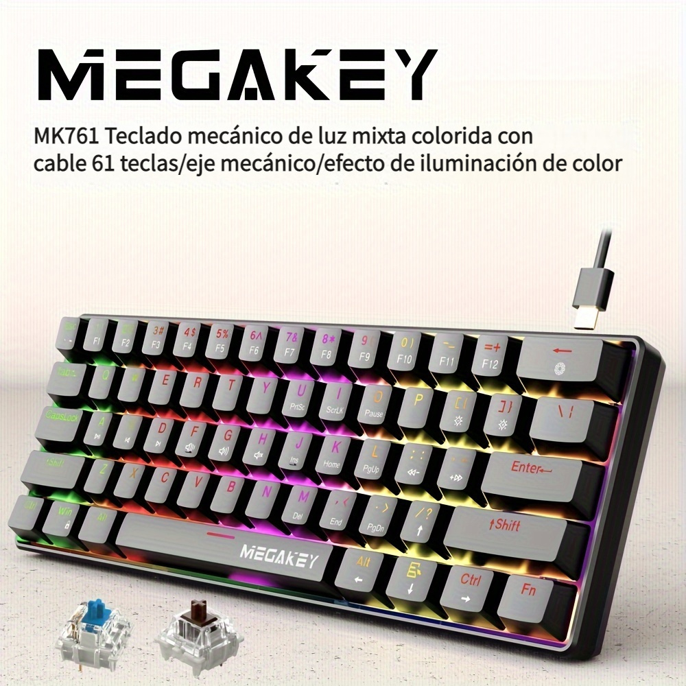 Nuevo Teclado Mecánico Portátil Megakey Mini 61 Teclas Cable - Temu Mexico