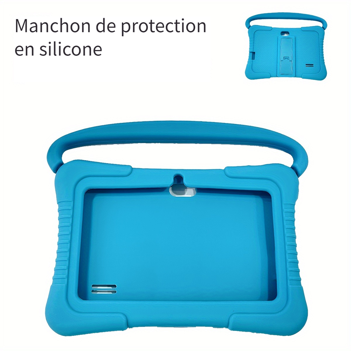 Housse tablette silicone protection enfant 7 étui Bleu