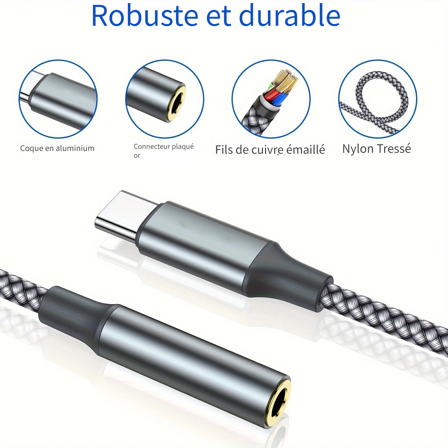 Adaptateur De Prise Casque USB Type C Vers 3 5 Mm/0 14 Pouce