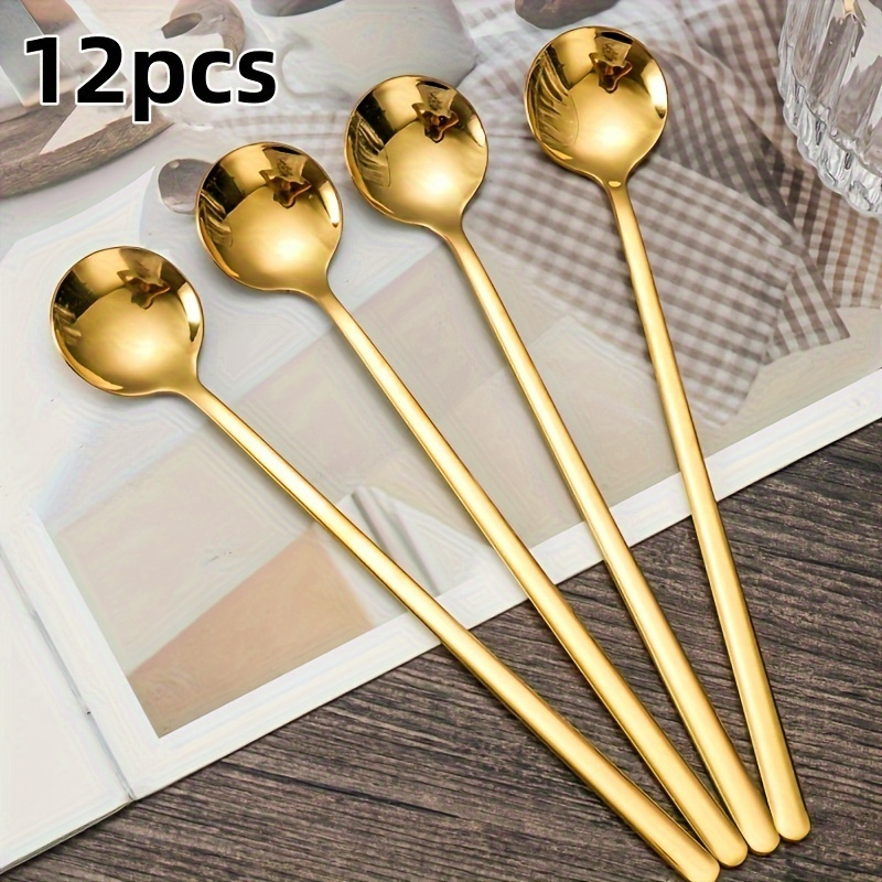 One Pack Stainless Steel Utility Spoon Set Stainless Steel Cutlery Set  Stainless Steel Gold Spoon Metal Cutlery Chinese Style Spoon Gold 2 Pieces