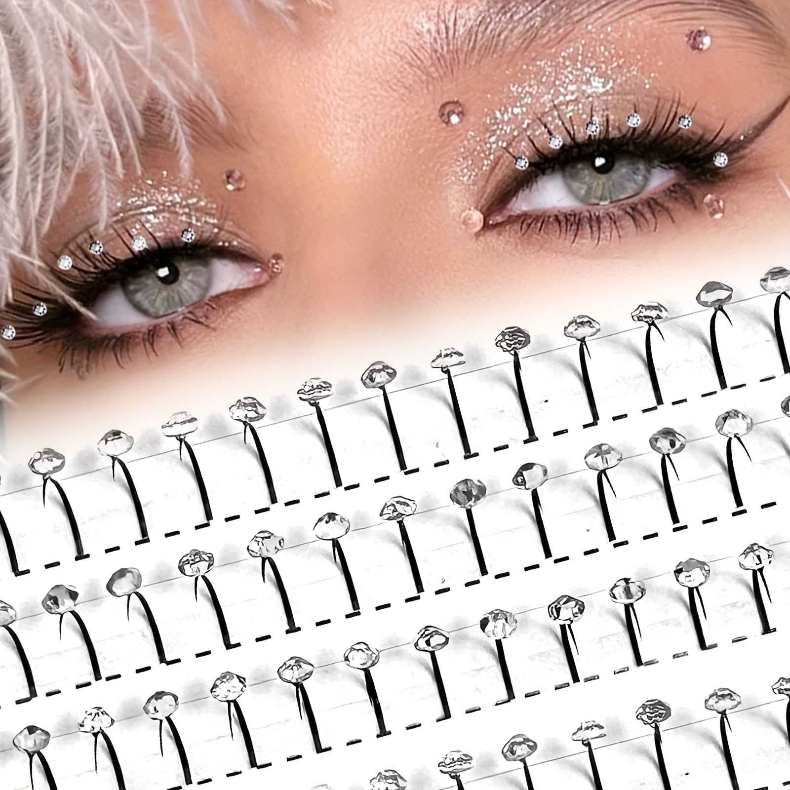 

Sparkling Silvery Diamond Fairy Eyelash Extensions - Handmade, Doll/cat , Reusable & Beginner-friendly, 10-15mm Length, Glitter Rhinestone, Individual Lashes, False Lash Extensions