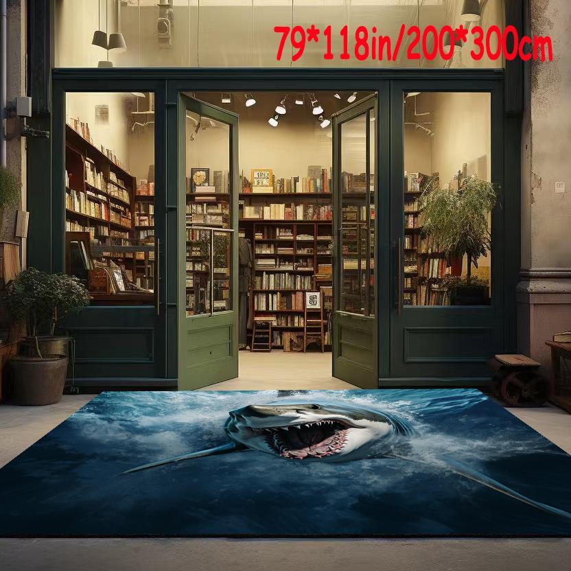 

Crystal Velvet Smile Shark Carpet Area Rug Decorative Doormat Living Room Bedroom Soft Carpet Machine Washable Non-slip Backing Study Dining Room Carpet Floor Mat For Restaurant/hotel