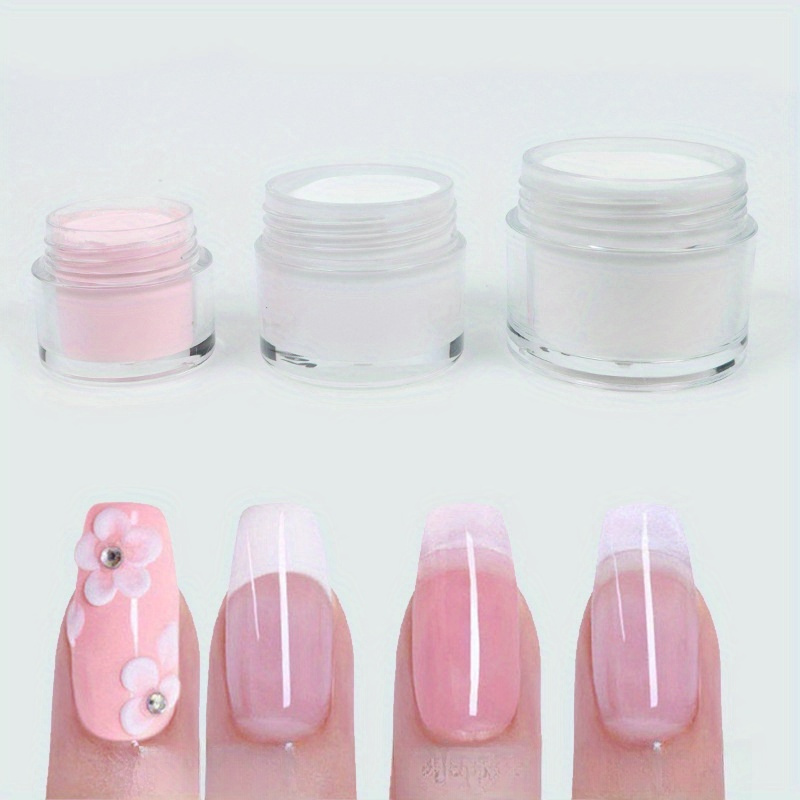 

30g/box White, Pinkish And Clear White Acrylic Powder, Acrylic Nail Powder System For Nail Extension Strengthen Nail 3d Carving Nail Art Supplies For Acrylic Nails Home Salon