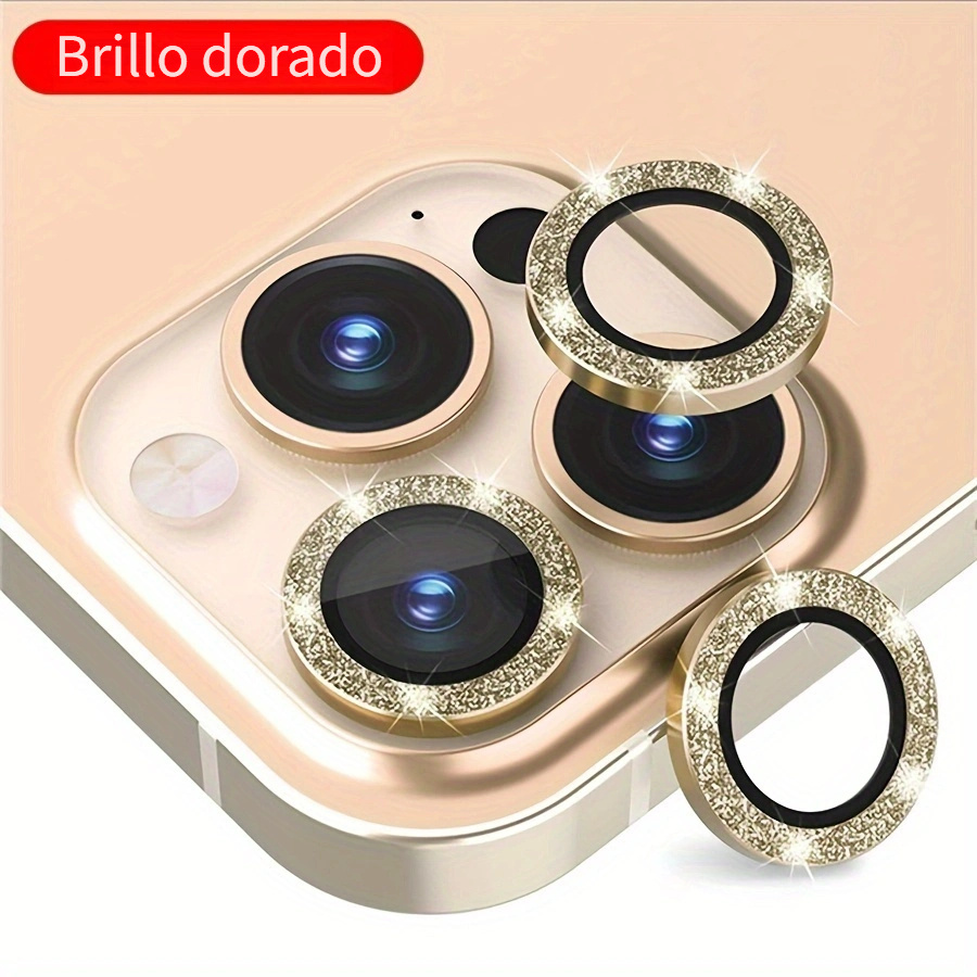 Glitter Metal Ring Protector Pantalla Vidrio Templado Lente - Temu