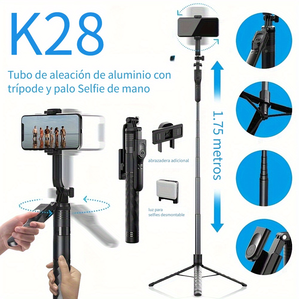 Bastón Selfies Trípode Control Remoto Inalámbrico Bluetooth - Temu Chile