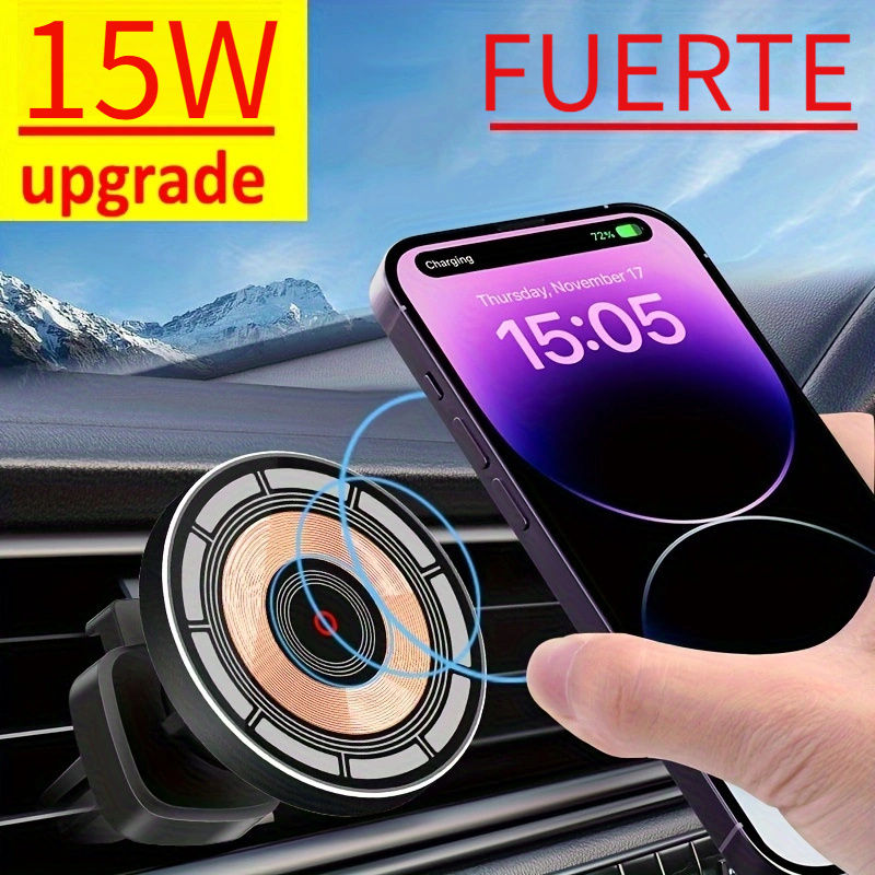 Cargador inalámbrico magnético rápido para coche, soporte de teléfono para  iPhone 14, 13, 12 Pro Max, carga inalámbrica Macsafe, 15W