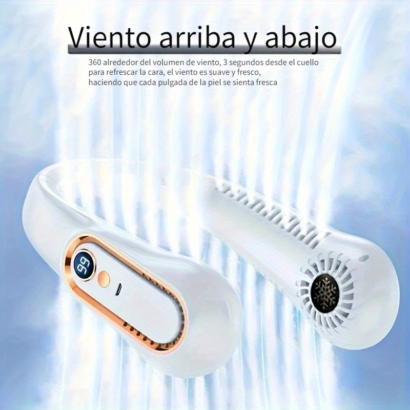 Ventilador portátil de cuello de ultra larga duración - Carga USB, 5 velocidades sin aspas, silencioso, recargable, perfecto para cocina, exteriores, oficina y más - Gran regalo para novio/novia 2