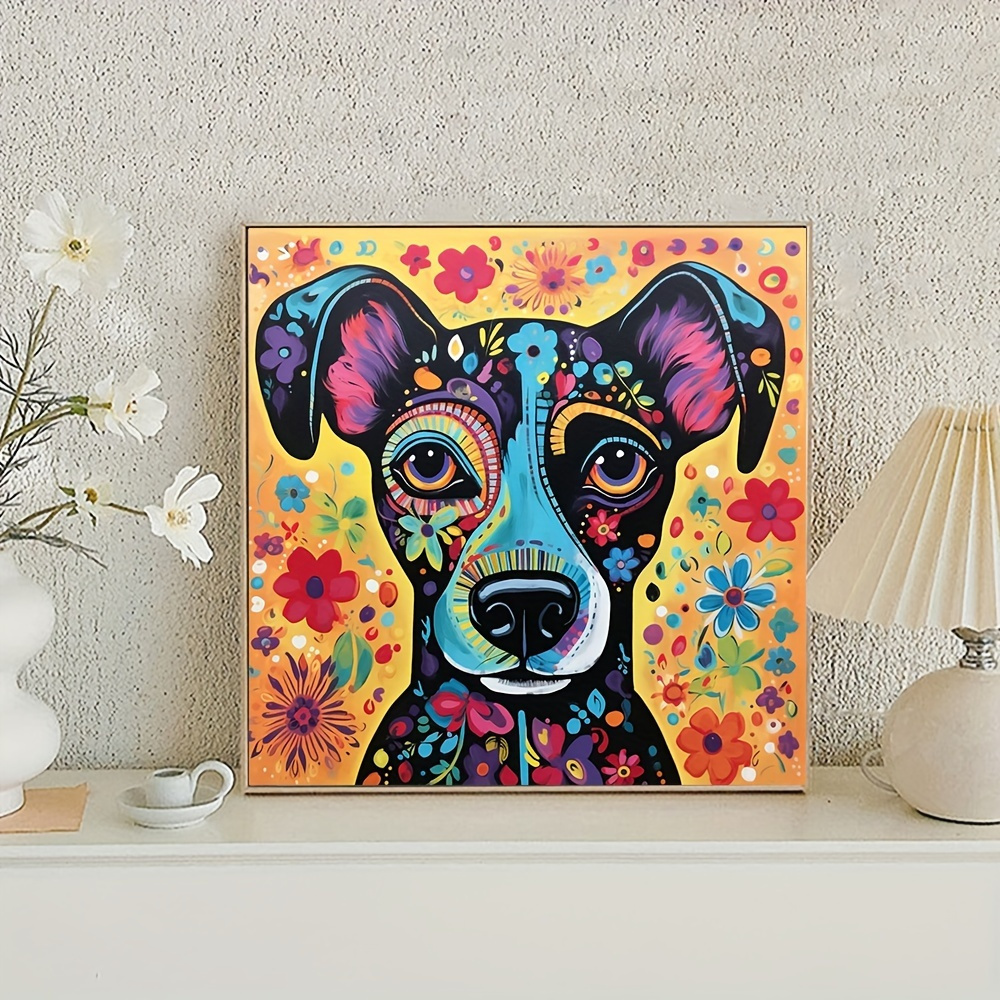 

1pc Large Size 40x40cm/15.7x15.7inch Without Frame Diy 5d Diamond Painting Flower Dog, Full Rhinestone Painting, Artificial Diamond Art Embroidery Kits, Handmade Home Room Office Wall Decor