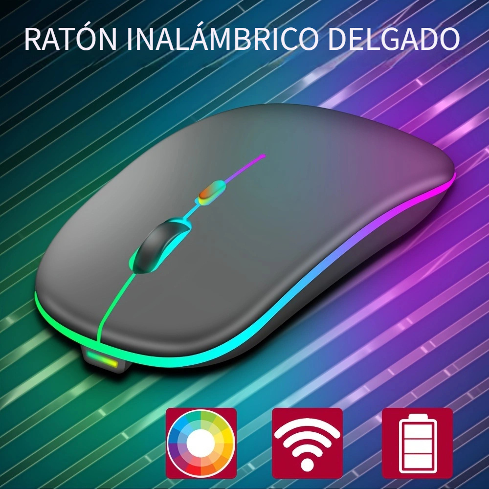 Venta Internacional - Rgb Ratón Inalámbrico Bluetooth Ergonómico Usb -C  Ratones De Juego De Computadora Recargables Con El Botó