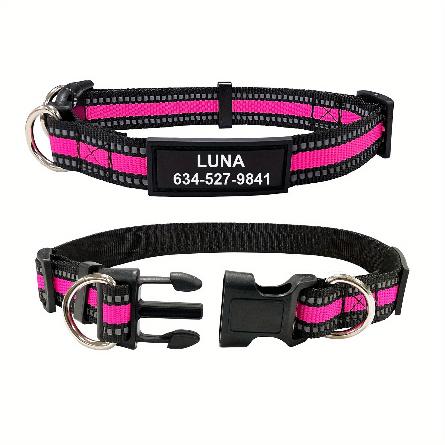 Personalized Reflective Dog Collar Uv Printing Nameplate Temu