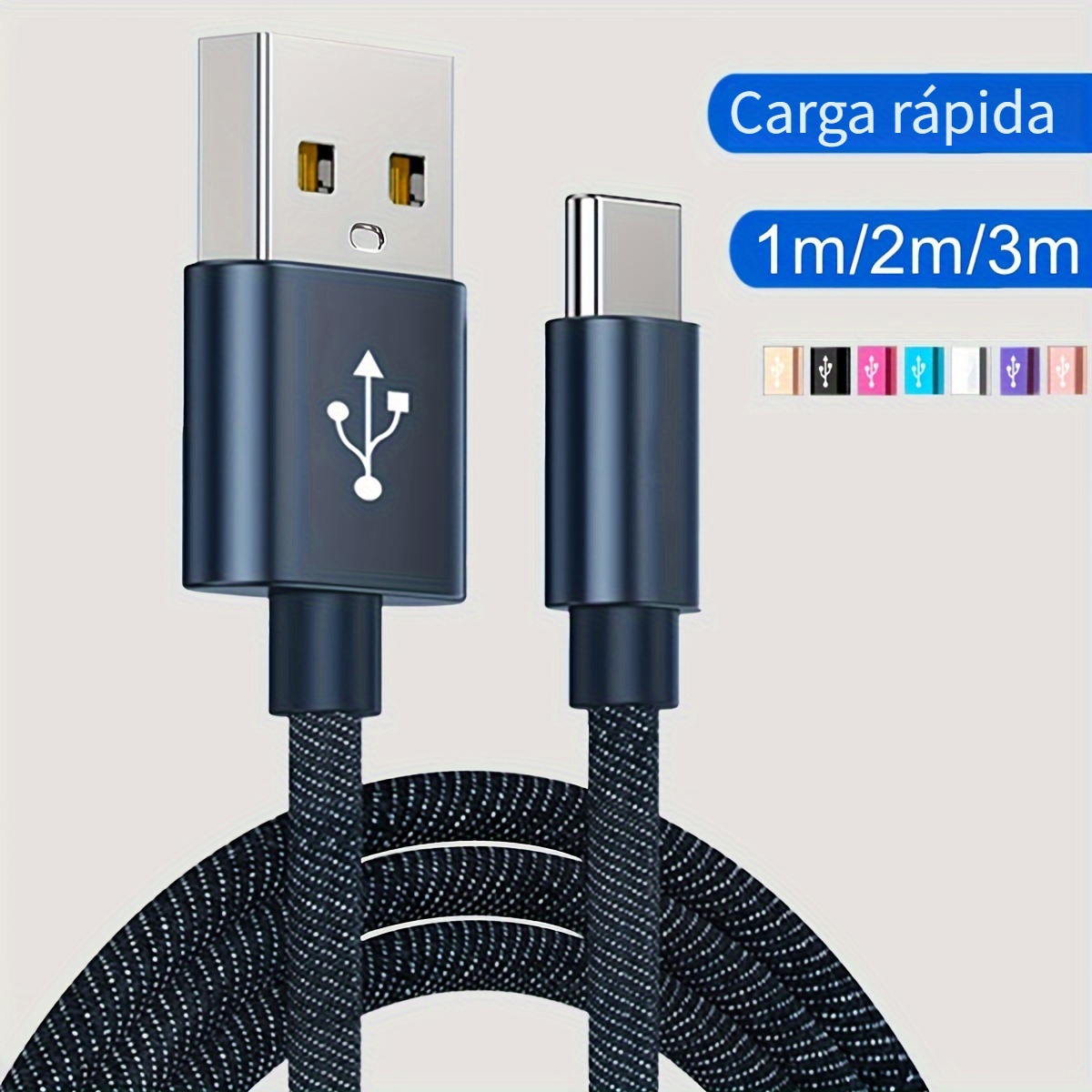 Cable de carga múltiple 3A [2 unidades de 4 pies] Cable de carga múltiple  retráctil 3 en 1 Cable de carga rápida Adaptador de cargador múltiple con