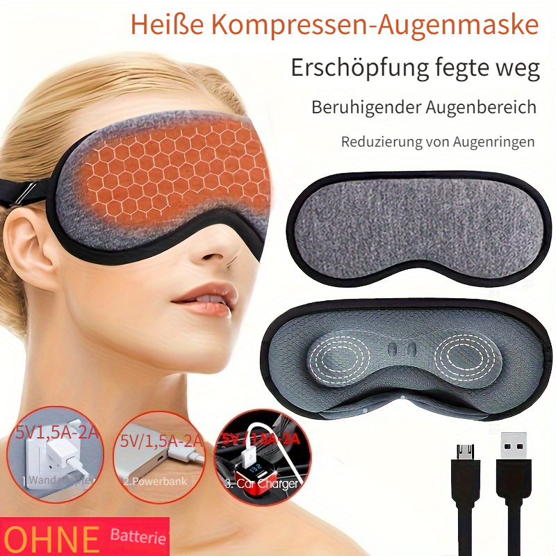 1pc USB Dampf-Augenmaske, Elektrische Heizung Heißkompression, Intelligente  Heizung Schlafschattierung 3D Augenschutz - Temu Austria