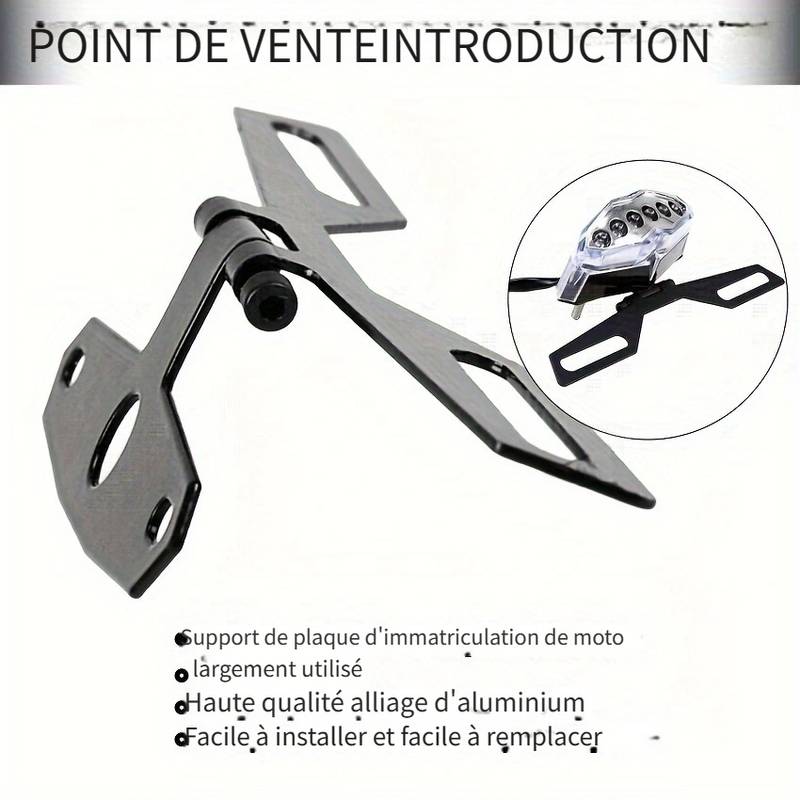Support De Plaque D'immatriculation Universel Pour Moto/VTT - Alliage Aluminium, Pliable, Compatible Feu Arrière, Montage Facile