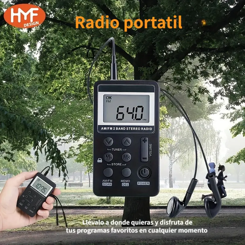 Personal Mini Radio de transistor de sintonización digital portátil AM/FM ,  batería recargable para caminar/trotar/gimnasio/camping