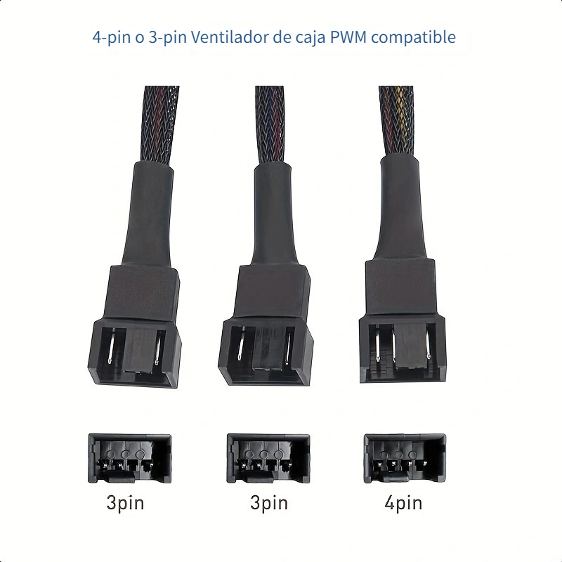 Controlador LED PWM y RGB PC concentrador de ventilador 10 puertos 12V 4  pines/3 pines refrigeración y 5V 3 pines