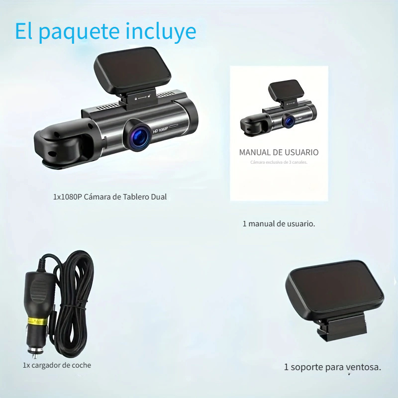 Cámara de tablero para automóvil, con visión nocturna, frontal y trasera  con tarjeta SD 32 GB, cámara de tablero de automóvil con sensor G 1080P FHD