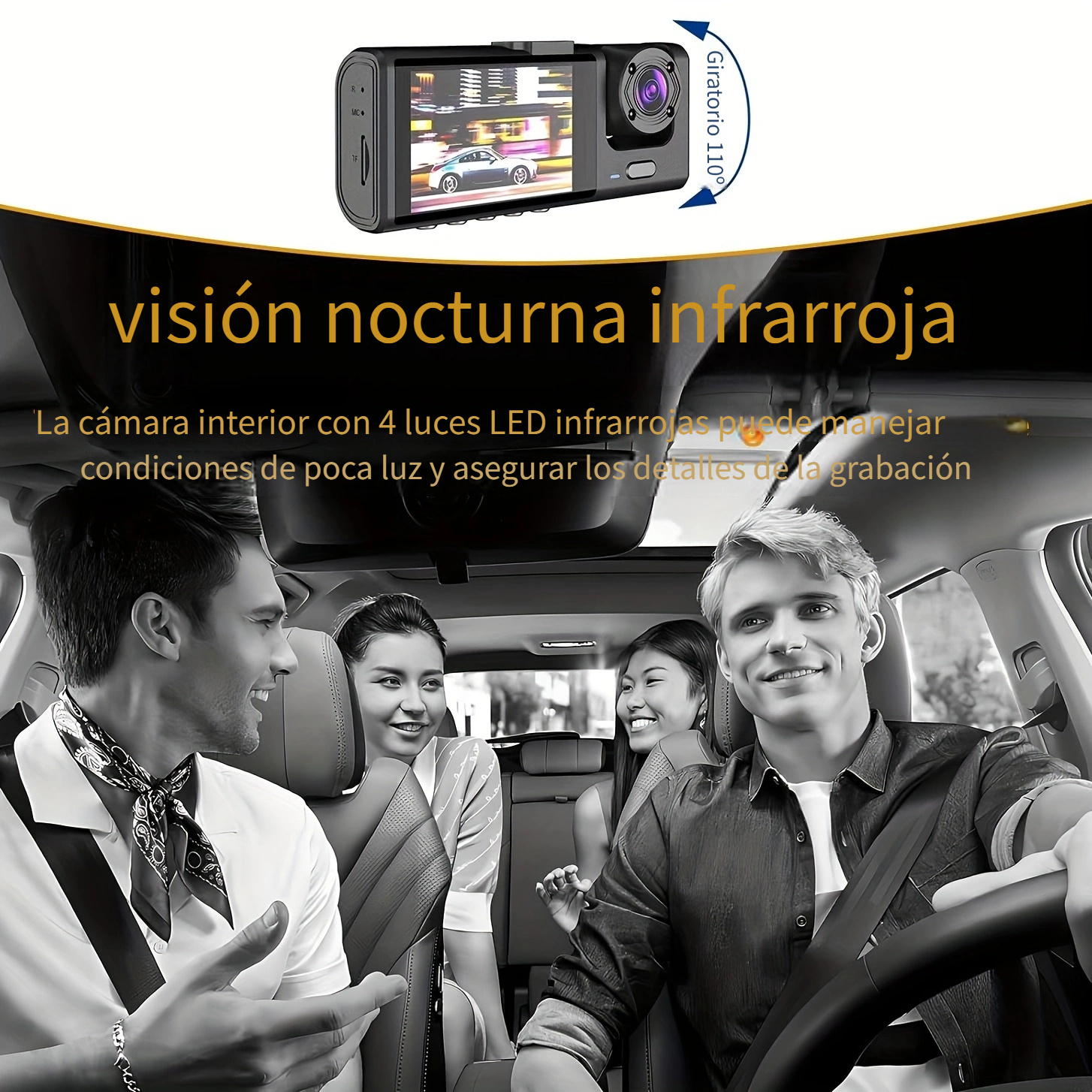 Cámara de tablero doble frontal e interior 1080P doble cámara de tablero  para autos CHORTAU Front Inside Dashcams para automóviles con visión  nocturna