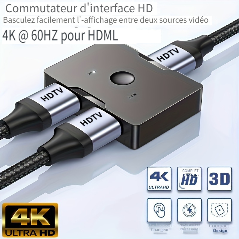 Multiprise HDMI 4K 60 Hz 1 Entrée 3 Sorties