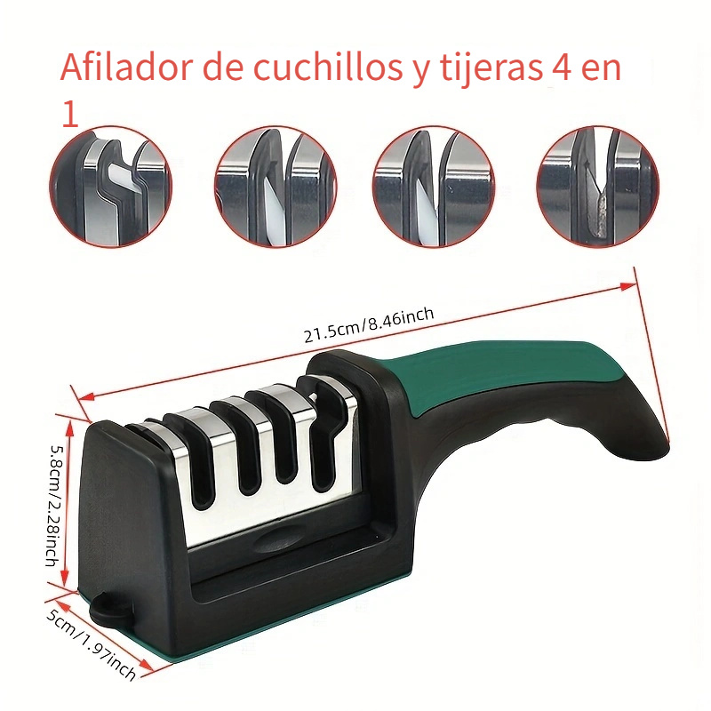 Afilador de cuchillos de cocina fácil de usar, afilador de cuchillos de 4  etapas con ruedas de cerámica de repuesto, afilador de agua fácil de usar