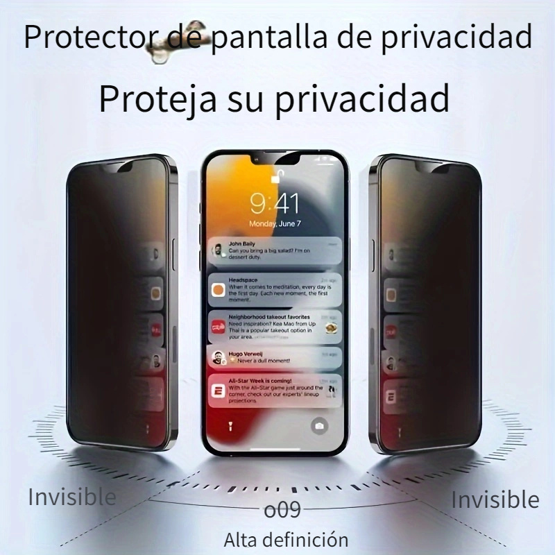  Protector de pantalla para iPhone 14 Plus iPhone 13 Pro Max,  protector de pantalla de luz azul para iPhone 14 Plus/iPhone 13 Pro Max,  paquete de 3 películas de vidrio templado