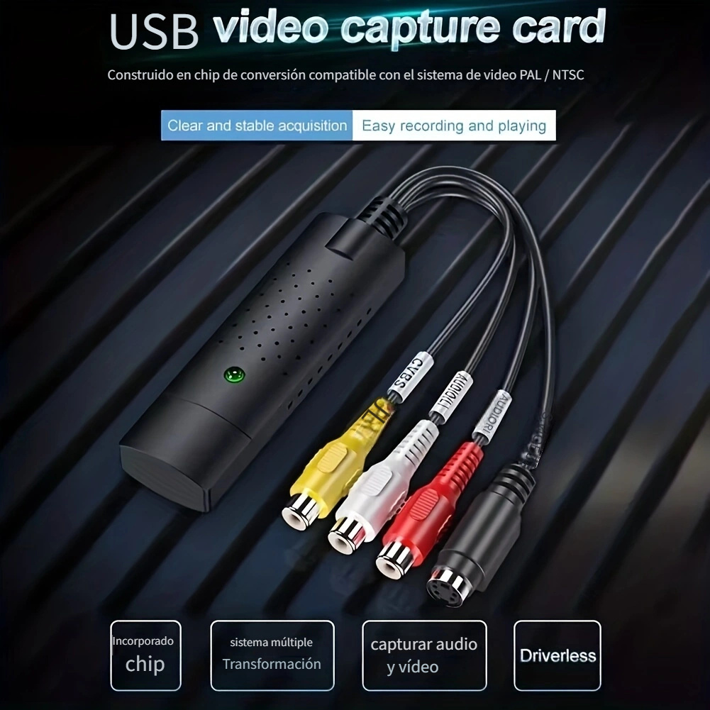 Capturador video audio tarjeta capturadora vhs vcr tv rca a usb pc dvd -  OMEGASHOPPERU