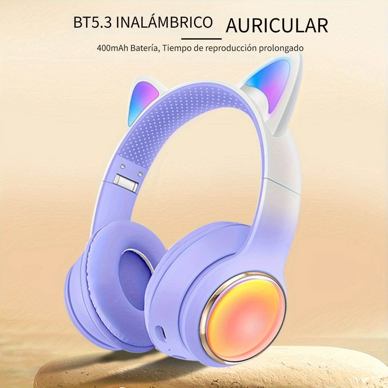 Auriculares Inalambricos Niña C/orejas Pc Celu Tablet Backup