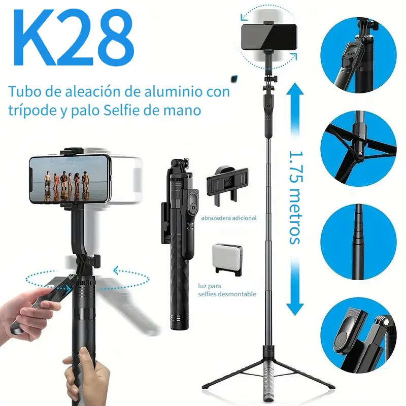 Handheld Estabilizador Selfie Stick Trípode 1 75 Metros - Temu Chile