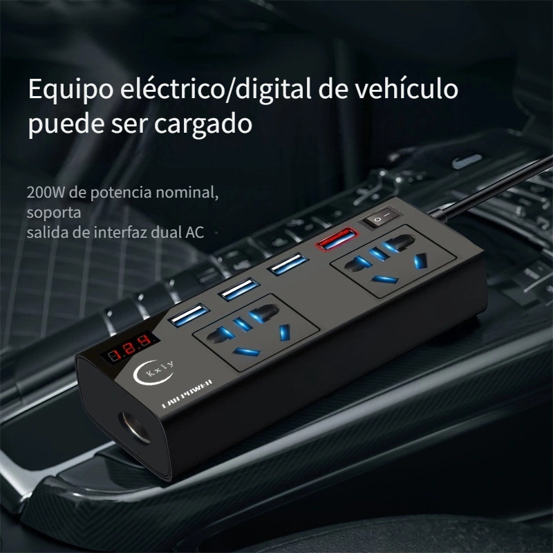 200w Inversor Energía Automóvil 12v 220v Adaptador Cargador - Temu Chile