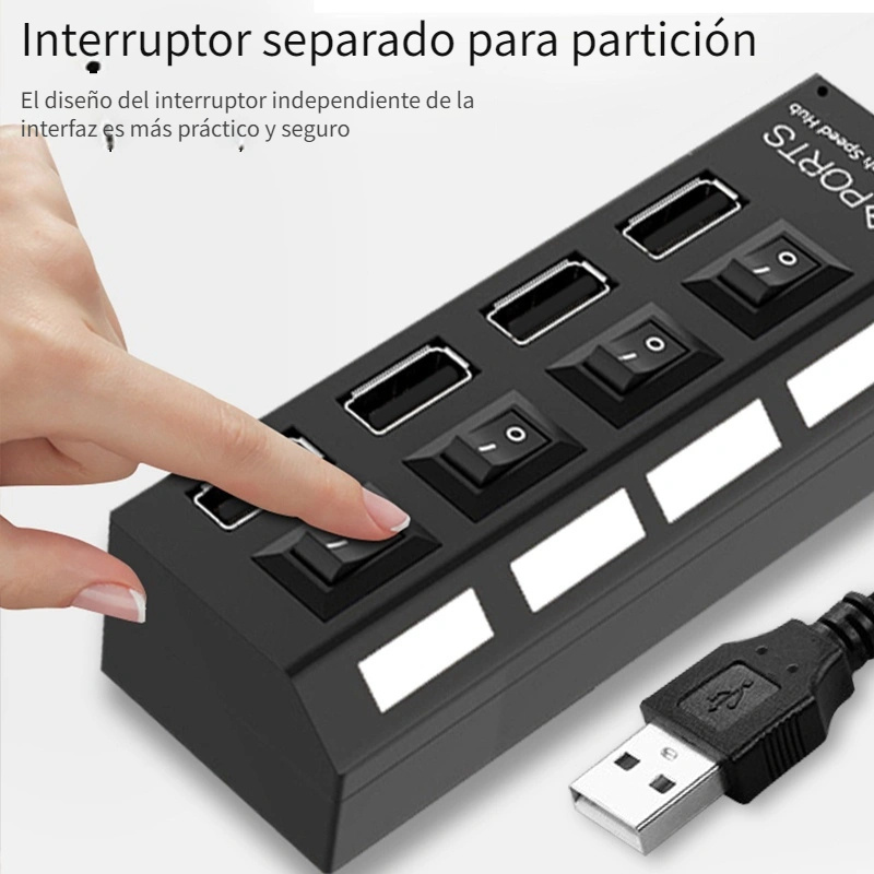 HUB Multipuerto USB con 7 Puertos Con Interruptor Independiente