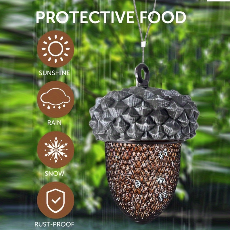 

1pc Hanging Acon Metal Bird Feeder Outdoor Decoration, Sunflower Seed And Peanut Bird Feeder For Woodpeckers, Titmice, Nuthatches, Chickadees, Jays And More