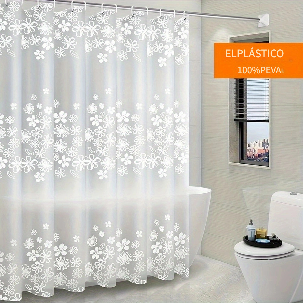 Revestimiento de cortina de ducha transparente 72x72 - Peva calibre 3 Peso  ligero, impermeable, inodoro con agujeros de arandela resistentes al óxido
