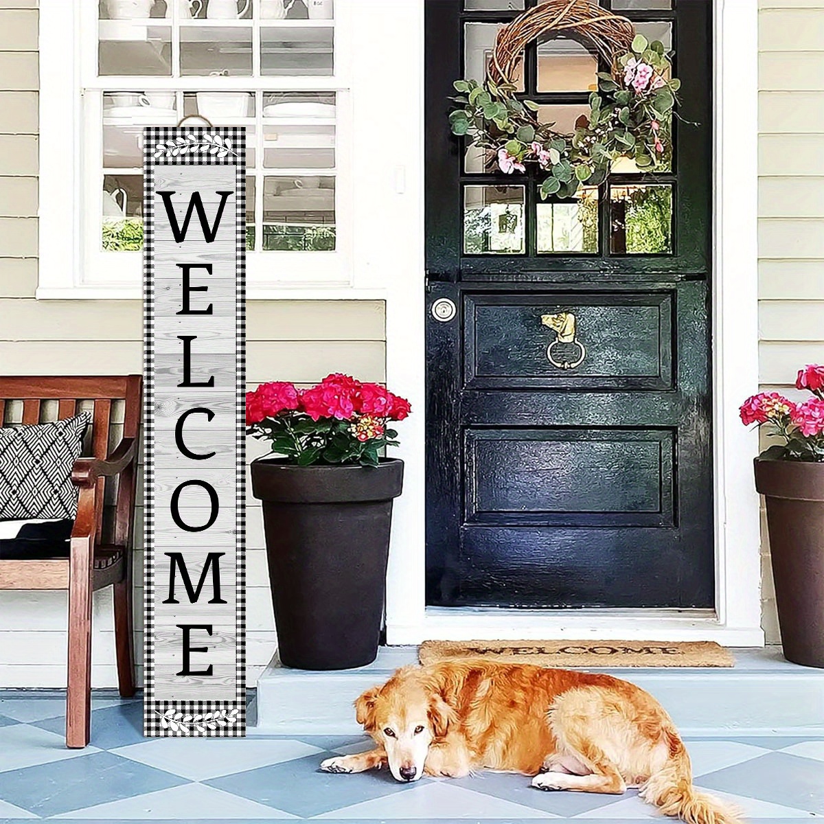 Homebody Accents Metallschild "Welcome To Our Patio" – 15x40 Cm, Rostfreier Stahl, Für Drinnen & Draußen