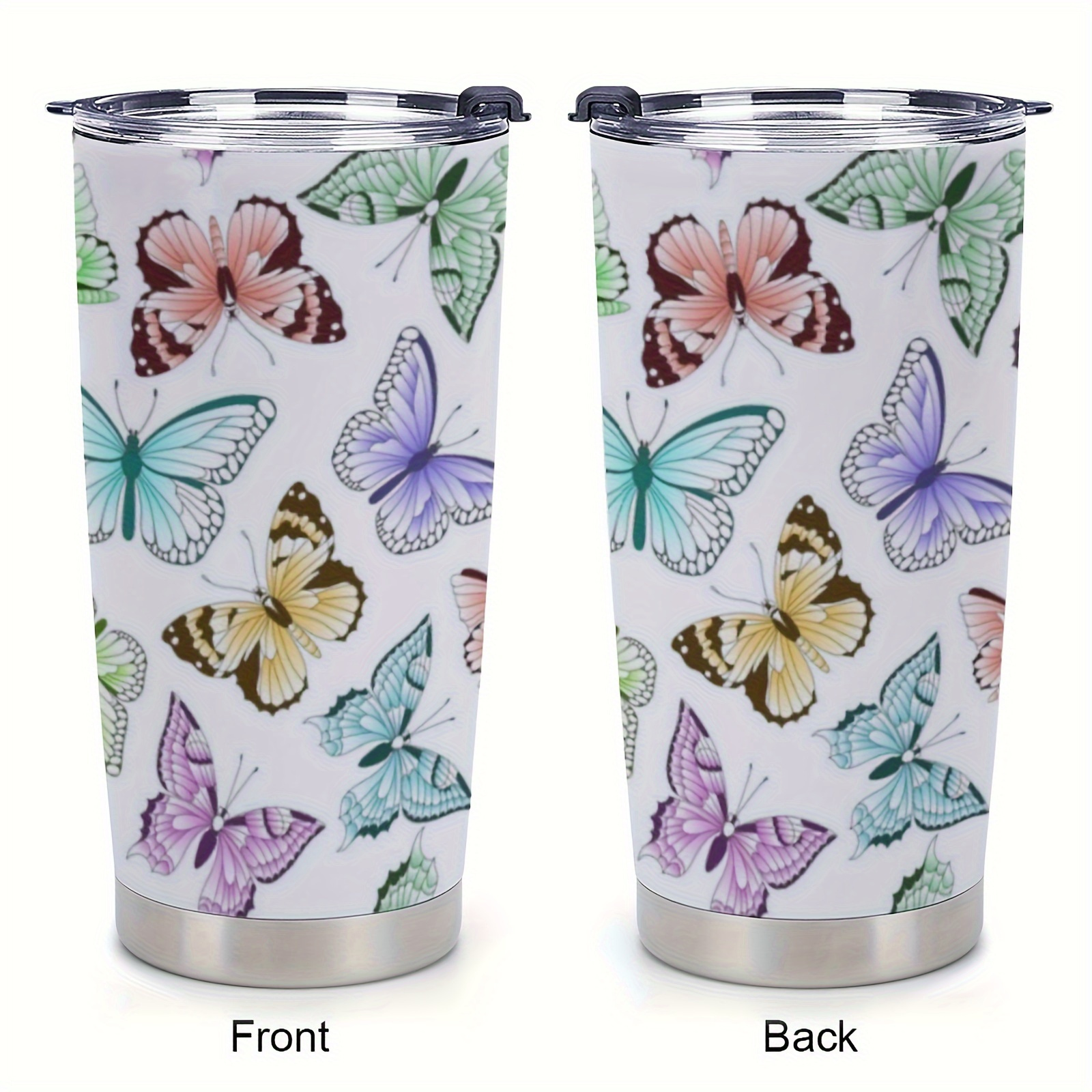 

1pc 20oz Hot Sale Diy Multi Pattern Stainless Steel Double Layer Insulation Car Cup, Beautiful Butterfly, Vacuum Insulation Trave Coffee Cup