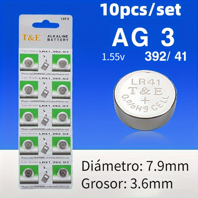 Batería LR1130 AG10 de 1.5 V de larga duración pilas de botón alcalinas (10  unidades)