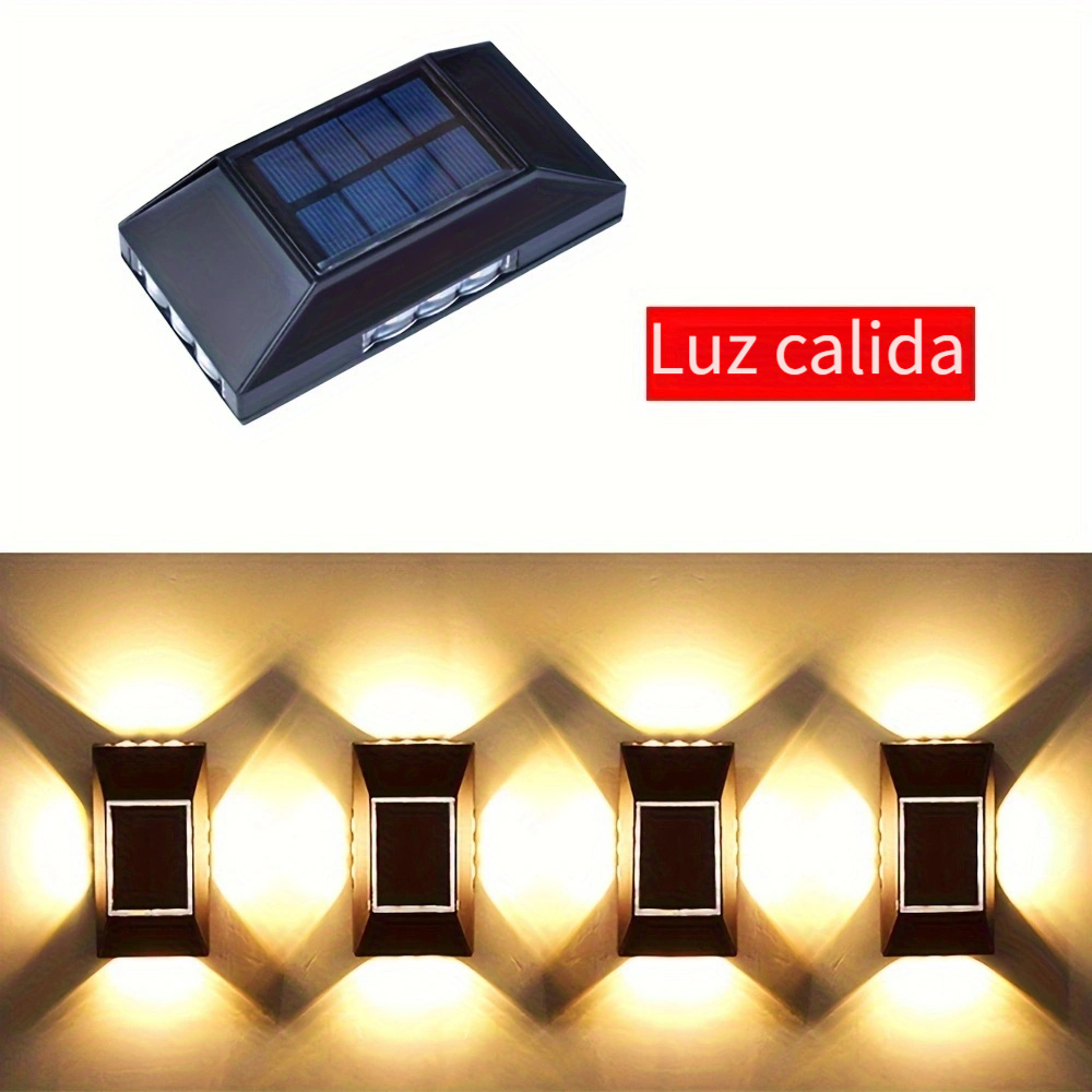 Kit 4 Luces Solares Patio Jardín Para Escaleras Y Muros Color Negro