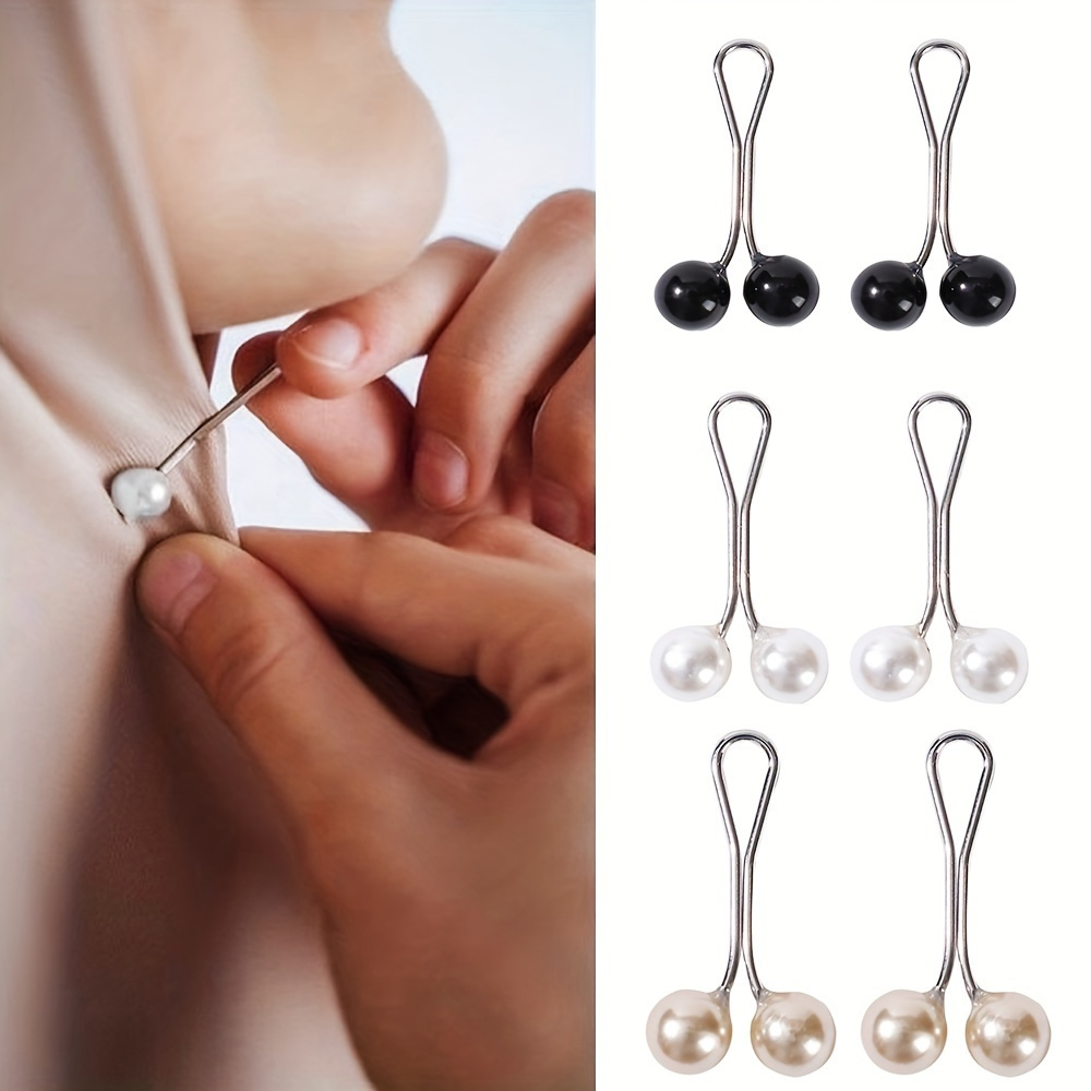 

6pcs Basic Monochrome Pins, Glossy Fixed Clips, Convenient Scarf Shawl Pins For Women