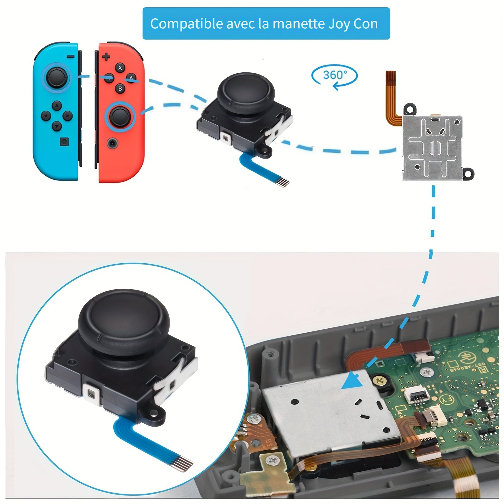 Kit d'outils de réparation de tournevis Joy-Con pour Nintendo Switch Lite,  manette analogique 3D, pièces de rechange pour manette NS